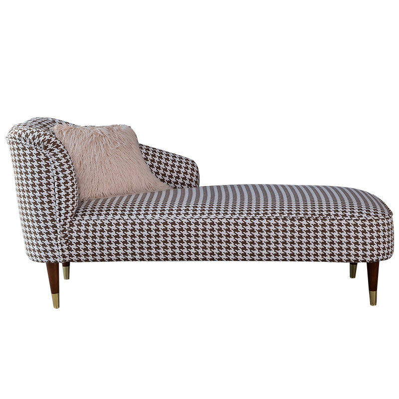 Chaise contemporaine à un bras, bras ronds, pied-de-poule pour le salon