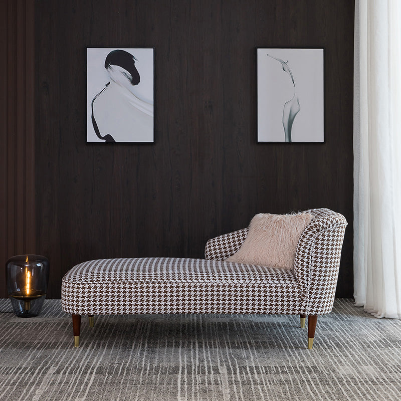 Chaise contemporaine à un bras, bras ronds, pied-de-poule pour le salon