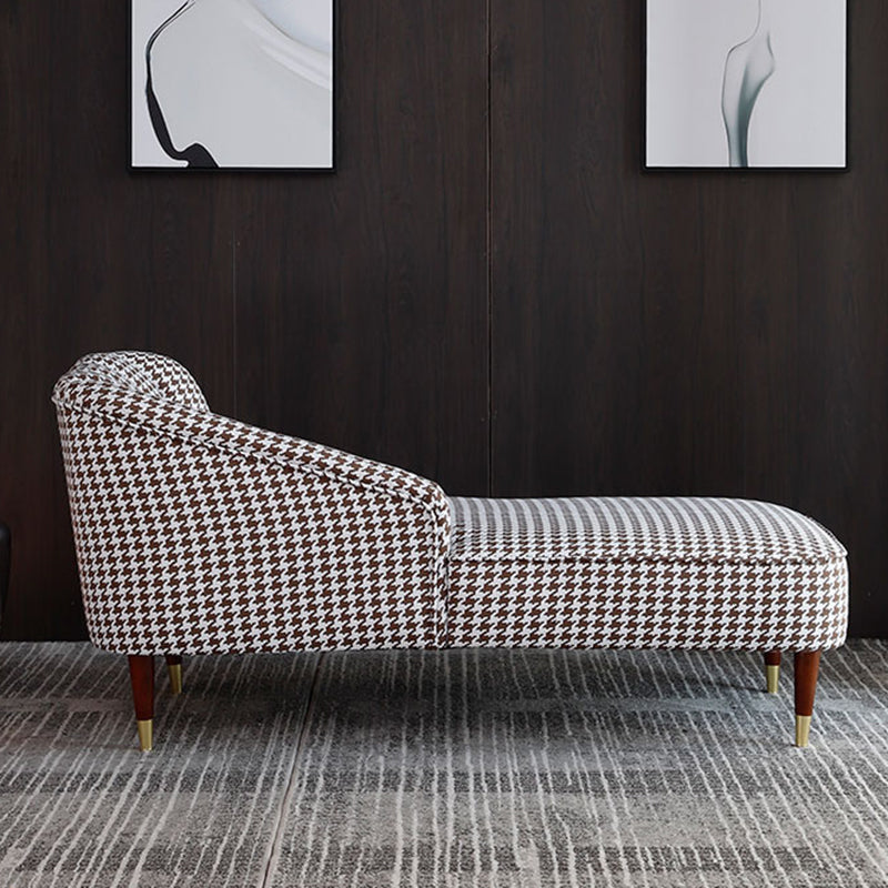 Chaise contemporaine à un bras, bras ronds, pied-de-poule pour le salon