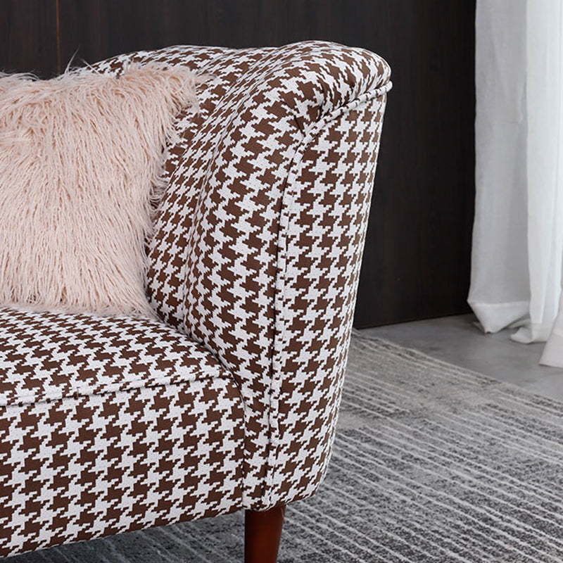 Chaise contemporaine à un bras, bras ronds, pied-de-poule pour le salon