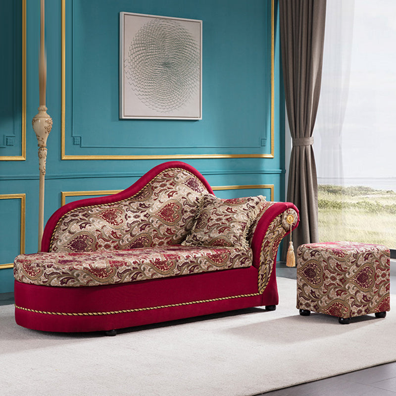 Chaise traditionnelle en bois à un bras, bras évasés rouges pour le salon