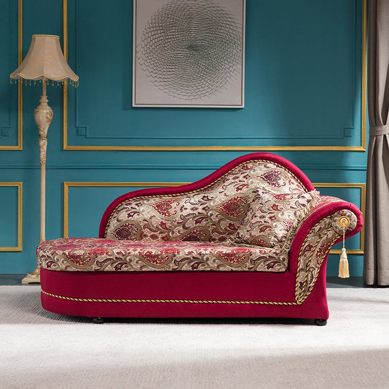 Chaise traditionnelle en bois à un bras, bras évasés rouges pour le salon