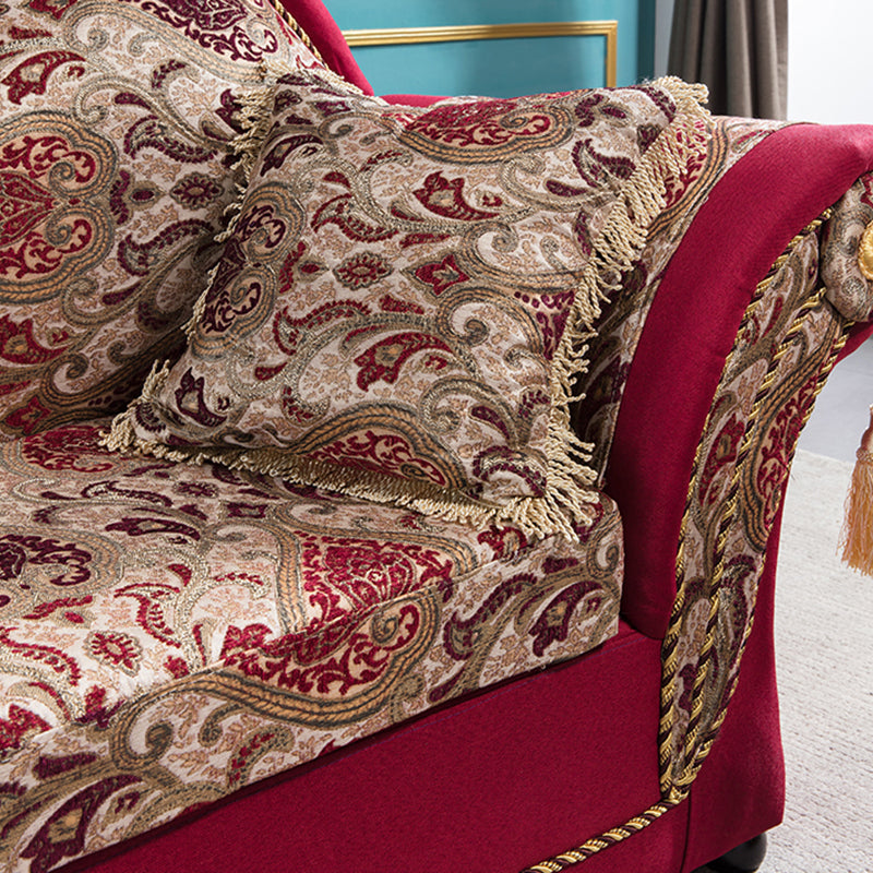 Chaise traditionnelle en bois à un bras, bras évasés rouges pour le salon