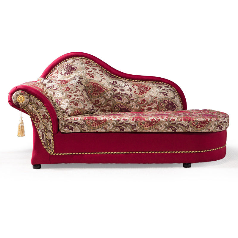 Chaise traditionnelle en bois à un bras, bras évasés rouges pour le salon