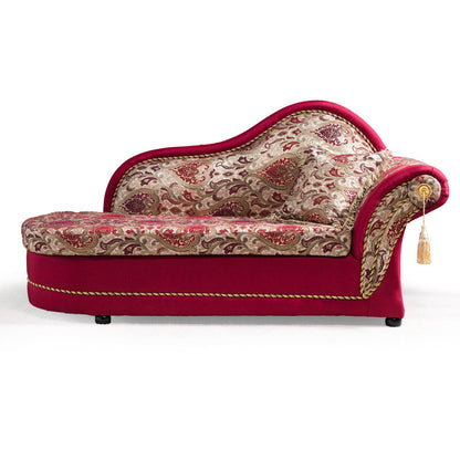Chaise traditionnelle en bois à un bras, bras évasés rouges pour le salon
