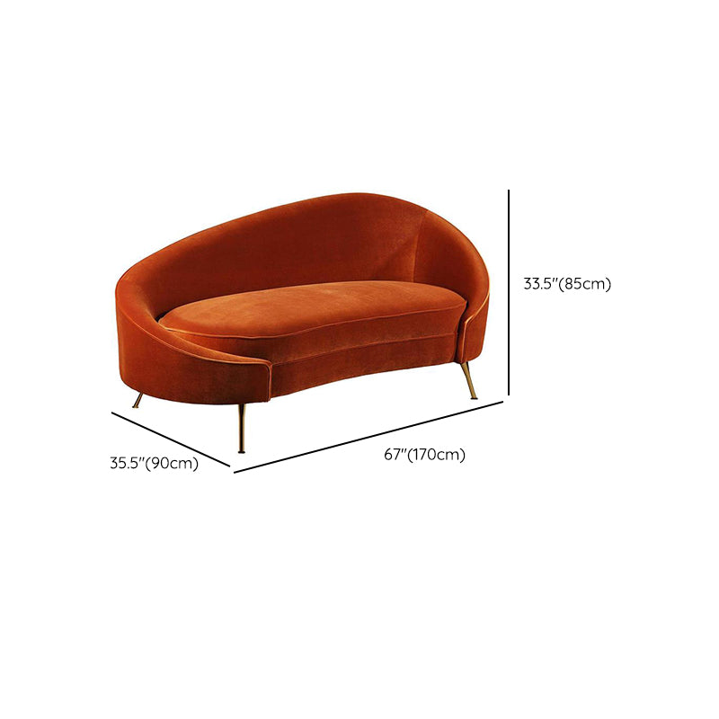 Glam with Arms Orange Chaise Round Arms for Bedroom Living Room
