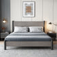 36.61" High Standard Bed with Headboard Gray  Solid Wood Mattress Included