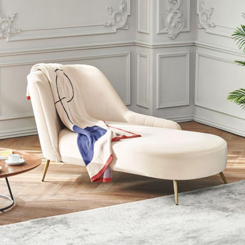 Glam with Arms Solid Color Chaise Round Arms for Bedroom Living Room Beige Left-Arm Chaise Clearhalo 'Chairs & Seating' 'Chaise Lounge' 'chaise_lounge' 'furn' 'furn_chaise_lounge' 'Furniture' 'Living Room Furniture' 7761937
