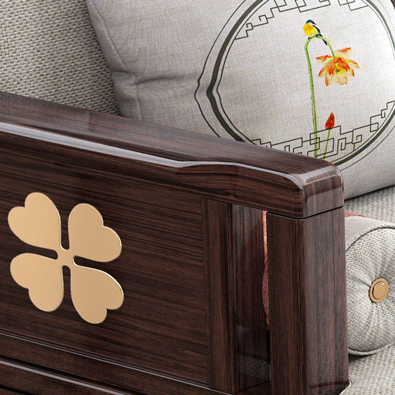 Traditional with Arms Wooden Chaise with Pillow Round Arms for Bedroom Living Room Clearhalo 'Chairs & Seating' 'Chaise Lounge' 'chaise_lounge' 'furn' 'furn_chaise_lounge' 'Furniture' 'Living Room Furniture' 7762047