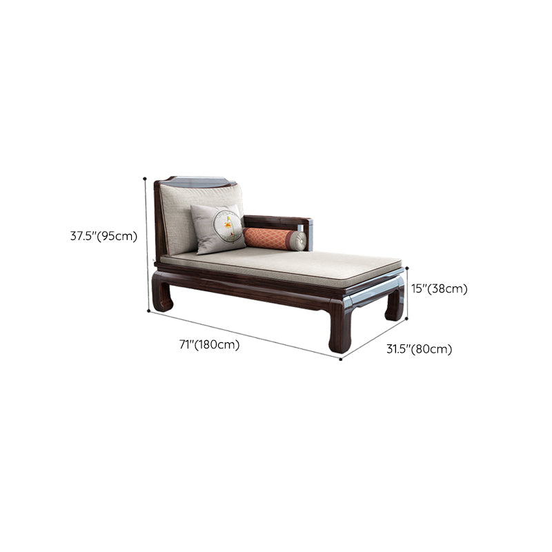 Traditional with Arms Wooden Chaise with Pillow Round Arms for Bedroom Living Room Clearhalo 'Chairs & Seating' 'Chaise Lounge' 'chaise_lounge' 'furn' 'furn_chaise_lounge' 'Furniture' 'Living Room Furniture' 7762050