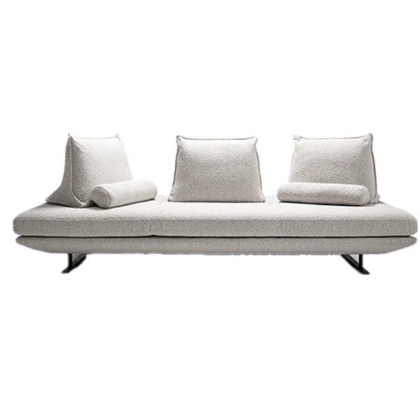 Contemporary Upholstered Solid Color Chaise Chair with Metal Legs 3-Seater Sofa Cotton and Linen White Clearhalo 'Chairs & Seating' 'Chaise Lounge' 'chaise_lounge' 'furn' 'furn_chaise_lounge' 'Furniture' 'Living Room Furniture' 7762053