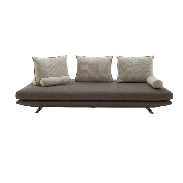 Contemporary Upholstered Solid Color Chaise Chair with Metal Legs 3-Seater Sofa Cotton and Linen Brown Clearhalo 'Chairs & Seating' 'Chaise Lounge' 'chaise_lounge' 'furn' 'furn_chaise_lounge' 'Furniture' 'Living Room Furniture' 7762055