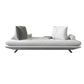Contemporary Upholstered Solid Color Chaise Chair with Metal Legs 3-Seater Sofa Cotton and Linen Light Gray Clearhalo 'Chairs & Seating' 'Chaise Lounge' 'chaise_lounge' 'furn' 'furn_chaise_lounge' 'Furniture' 'Living Room Furniture' 7762057