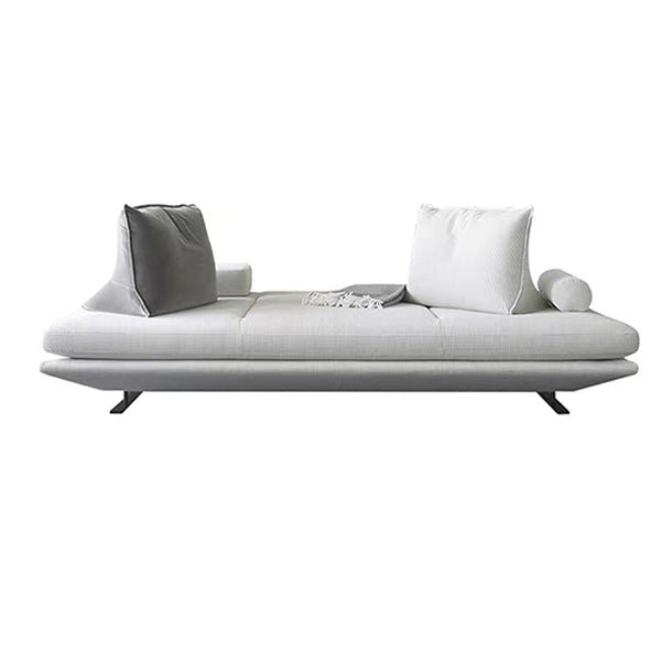 Contemporary Upholstered Solid Color Chaise Chair with Metal Legs 3-Seater Sofa Cotton and Linen Light Gray Clearhalo 'Chairs & Seating' 'Chaise Lounge' 'chaise_lounge' 'furn' 'furn_chaise_lounge' 'Furniture' 'Living Room Furniture' 7762057