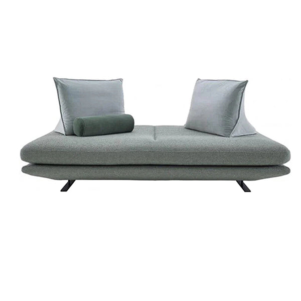Contemporary Upholstered Solid Color Chaise Chair with Metal Legs 2-Seater Sofa Cotton and Linen Gray Clearhalo 'Chairs & Seating' 'Chaise Lounge' 'chaise_lounge' 'furn' 'furn_chaise_lounge' 'Furniture' 'Living Room Furniture' 7762059