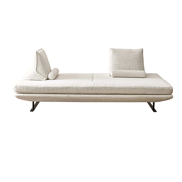 Contemporary Upholstered Solid Color Chaise Chair with Metal Legs 2-Seater Sofa Cotton and Linen Beige Clearhalo 'Chairs & Seating' 'Chaise Lounge' 'chaise_lounge' 'furn' 'furn_chaise_lounge' 'Furniture' 'Living Room Furniture' 7762061
