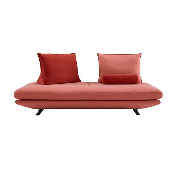 Contemporary Upholstered Solid Color Chaise Chair with Metal Legs 2-Seater Sofa Cotton and Linen Red Clearhalo 'Chairs & Seating' 'Chaise Lounge' 'chaise_lounge' 'furn' 'furn_chaise_lounge' 'Furniture' 'Living Room Furniture' 7762063