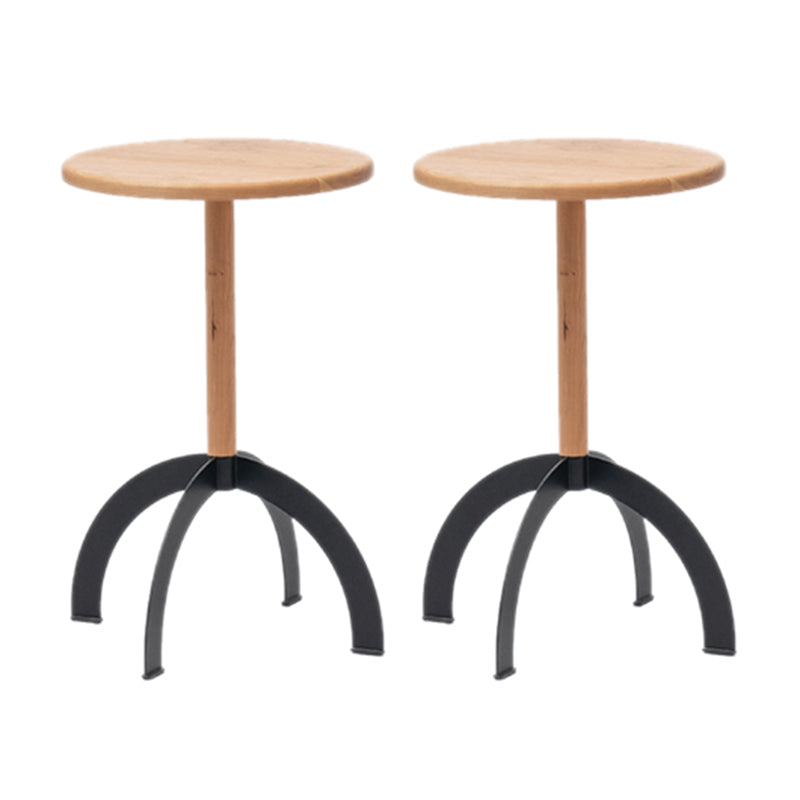 Industrial Solid Wood Round Sofa Side Accent Table with Metal Base Black 2 Clearhalo 'Coffee & Accent Tables' 'End & Side Tables' 'end_side_tables' 'furn' 'furn_end_side_tables' 'Furniture' 'Living Room Furniture' 7762095