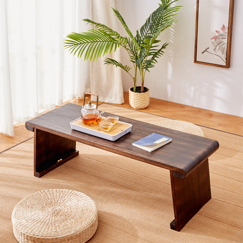 Traditional Side End Snack Table in Brown Solid Wood with Rectangle Top 43"L x 16"W x 15"H Flat 1 Clearhalo 'Coffee & Accent Tables' 'End & Side Tables' 'end_side_tables' 'furn' 'furn_end_side_tables' 'Furniture' 'Living Room Furniture' 7762176