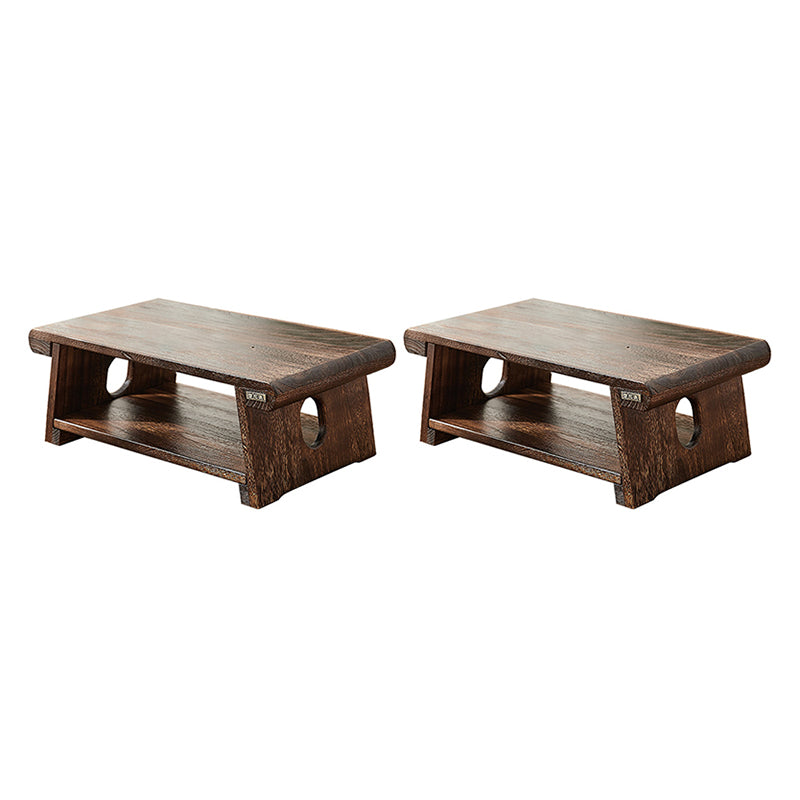 Traditional Side End Snack Table in Brown Solid Wood with Rectangle Top Double Holes 2 Clearhalo 'Coffee & Accent Tables' 'End & Side Tables' 'end_side_tables' 'furn' 'furn_end_side_tables' 'Furniture' 'Living Room Furniture' 7762186