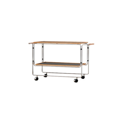 Tavolo di accento lato divano moderno in acciaio e legno massiccio con scaffale