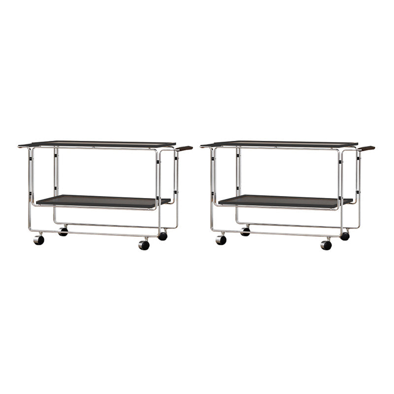 Tavolo di accento lato divano moderno in acciaio e legno massiccio con scaffale