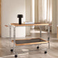 Tavolo di accento lato divano moderno in acciaio e legno massiccio con scaffale
