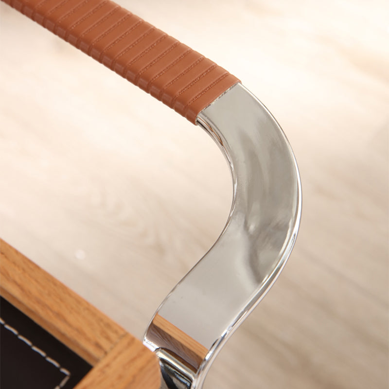 Tavolo di accento lato divano moderno in acciaio e legno massiccio con scaffale