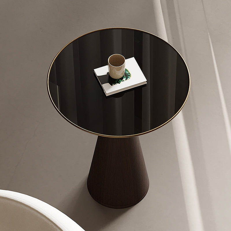 Tavolo accento con divano di divano con divano con divano con divano con divano con base piedistallina contemporanea