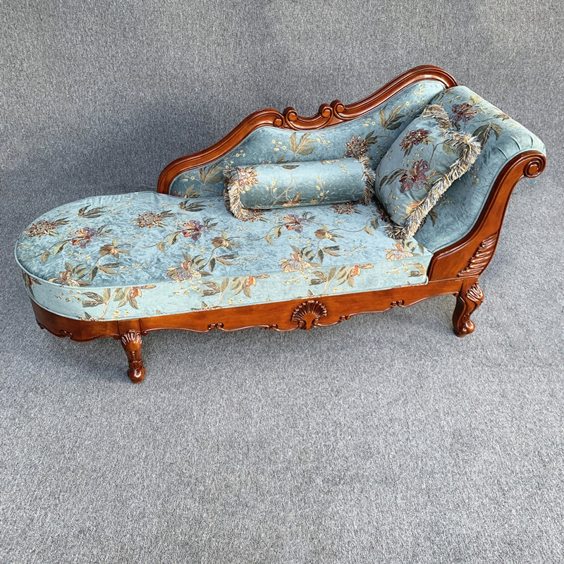 Traditional Solid Wood Upholstered One Armed Chaise with Fabric Pillow Blue Right-Arm Chaise Clearhalo 'Chairs & Seating' 'Chaise Lounge' 'chaise_lounge' 'furn' 'furn_chaise_lounge' 'Furniture' 'Living Room Furniture' 7762366
