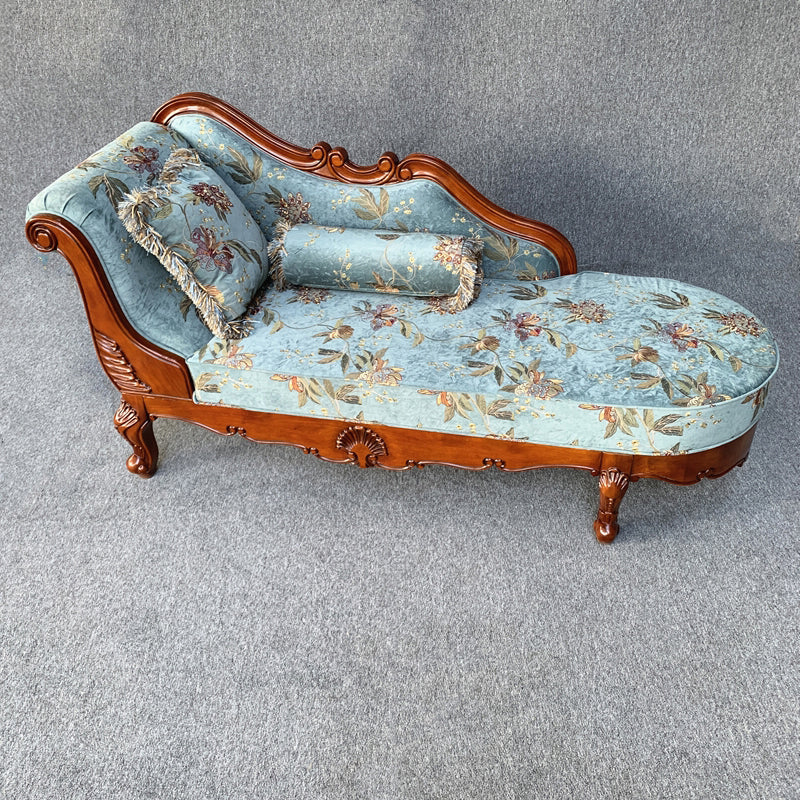 Traditional Solid Wood Upholstered One Armed Chaise with Fabric Pillow Blue Left-Arm Chaise Clearhalo 'Chairs & Seating' 'Chaise Lounge' 'chaise_lounge' 'furn' 'furn_chaise_lounge' 'Furniture' 'Living Room Furniture' 7762368