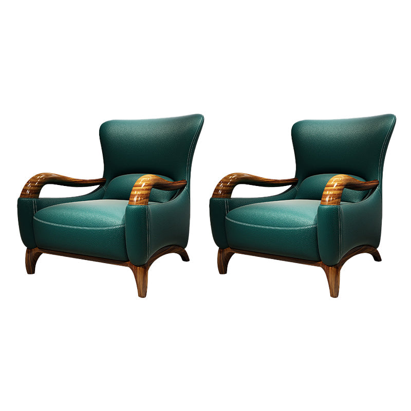 Traditional Wood Living Room Armchair Real Aniline Leather Accent Armchair 2 Piece Set Clearhalo 'Accent Chairs' 'accent_chairs' 'Chairs & Seating' 'furn' 'furn_accent_chairs' 'Furniture' 'Living Room Furniture' 7762658