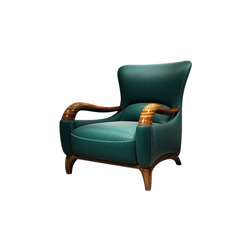 Traditional Wood Living Room Armchair Real Aniline Leather Accent Armchair Clearhalo 'Accent Chairs' 'accent_chairs' 'Chairs & Seating' 'furn' 'furn_accent_chairs' 'Furniture' 'Living Room Furniture' 7762662
