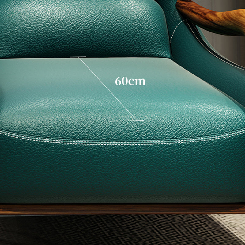 Traditional Wood Living Room Armchair Real Aniline Leather Accent Armchair Clearhalo 'Accent Chairs' 'accent_chairs' 'Chairs & Seating' 'furn' 'furn_accent_chairs' 'Furniture' 'Living Room Furniture' 7762665