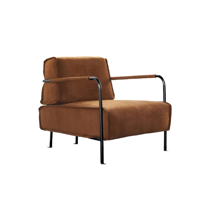 Silla de acento de salón contemporáneo con marco de metal y espalda suelta