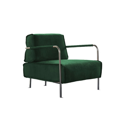 Silla de acento de salón contemporáneo con marco de metal y espalda suelta