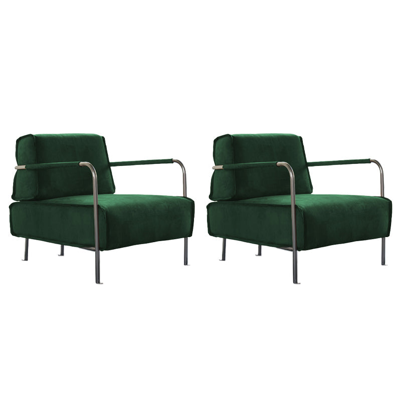 Silla de acento de salón contemporáneo con marco de metal y espalda suelta