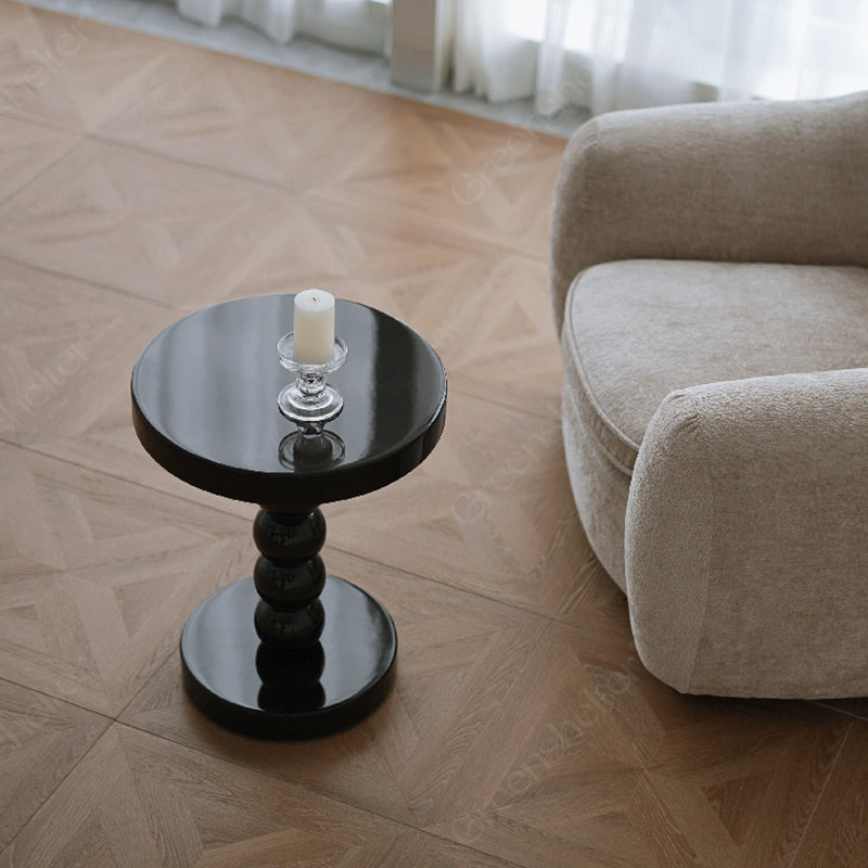 Tavolo da ginnastica laterale contemporanea tondo per il soggiorno in legno in legno massiccio