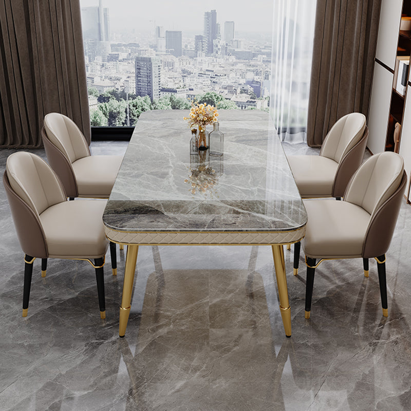 Luxury Kitchen Dinner Table Stone Rectangle 4 Legs Dining Table Clearhalo 'Dining Tables & Seating' 'Dining Tables' 'dining_table' 'furn' 'furn_dining_table' 'Furniture' 'Kitchen & Dining Furniture' 7762801