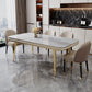 Luxury Kitchen Dinner Table Stone Rectangle 4 Legs Dining Table Clearhalo 'Dining Tables & Seating' 'Dining Tables' 'dining_table' 'furn' 'furn_dining_table' 'Furniture' 'Kitchen & Dining Furniture' 7762802
