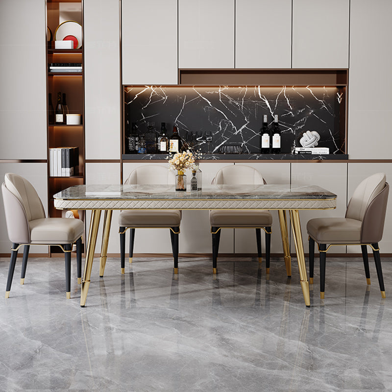 Luxury Kitchen Dinner Table Stone Rectangle 4 Legs Dining Table Clearhalo 'Dining Tables & Seating' 'Dining Tables' 'dining_table' 'furn' 'furn_dining_table' 'Furniture' 'Kitchen & Dining Furniture' 7762803