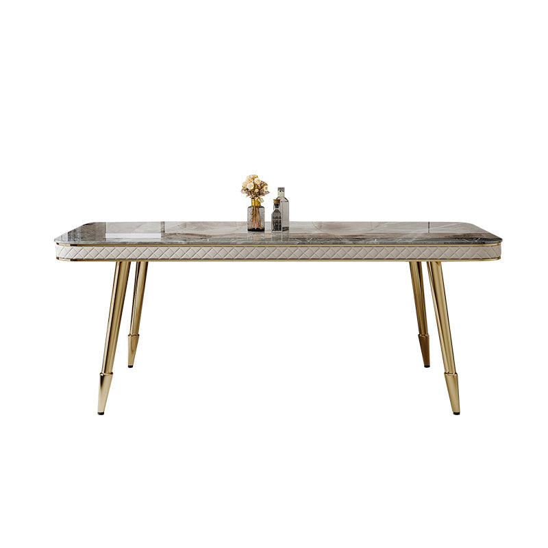 Luxury Kitchen Dinner Table Stone Rectangle 4 Legs Dining Table Without Chairs Clearhalo 'Dining Tables & Seating' 'Dining Tables' 'dining_table' 'furn' 'furn_dining_table' 'Furniture' 'Kitchen & Dining Furniture' 7762804