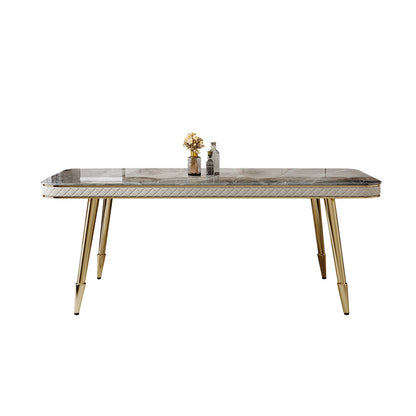 Luxury Kitchen Dinner Table Stone Rectangle 4 Legs Dining Table Without Chairs Clearhalo 'Dining Tables & Seating' 'Dining Tables' 'dining_table' 'furn' 'furn_dining_table' 'Furniture' 'Kitchen & Dining Furniture' 7762804