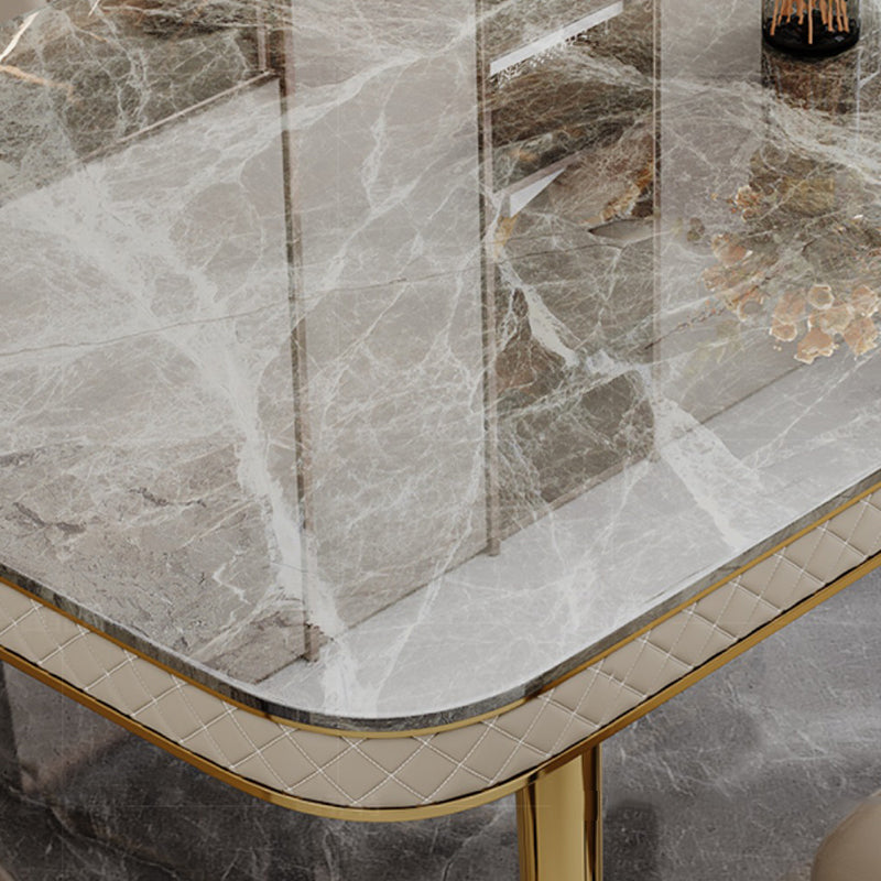 Luxury Kitchen Dinner Table Stone Rectangle 4 Legs Dining Table Clearhalo 'Dining Tables & Seating' 'Dining Tables' 'dining_table' 'furn' 'furn_dining_table' 'Furniture' 'Kitchen & Dining Furniture' 7762805