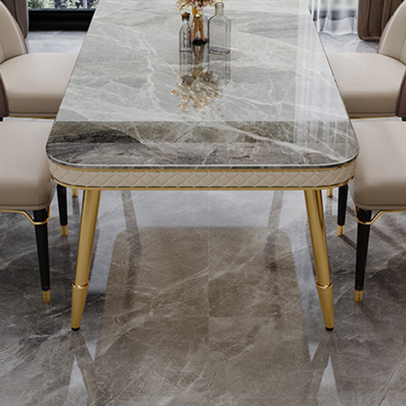 Luxury Kitchen Dinner Table Stone Rectangle 4 Legs Dining Table Clearhalo 'Dining Tables & Seating' 'Dining Tables' 'dining_table' 'furn' 'furn_dining_table' 'Furniture' 'Kitchen & Dining Furniture' 7762806