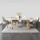 Glam Rectangle Stone Dining Table Metal Bases for Living Room