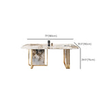 Glam Rectangle Stone Dining Table Metal Bases for Living Room