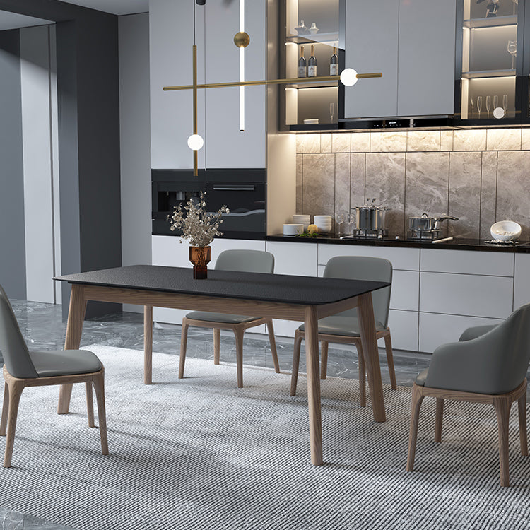 Modern Dining Table with Ash Wood Legs Rectangle Dinette Table Clearhalo 'Dining Tables & Seating' 'Dining Tables' 'dining_table' 'furn' 'furn_dining_table' 'Furniture' 'Kitchen & Dining Furniture' 7762823