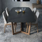 Modern Stone Rectangle Dining Table Wood Base for Dining Room