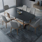Modern Stone Rectangle Dining Table Wood Base for Dining Room